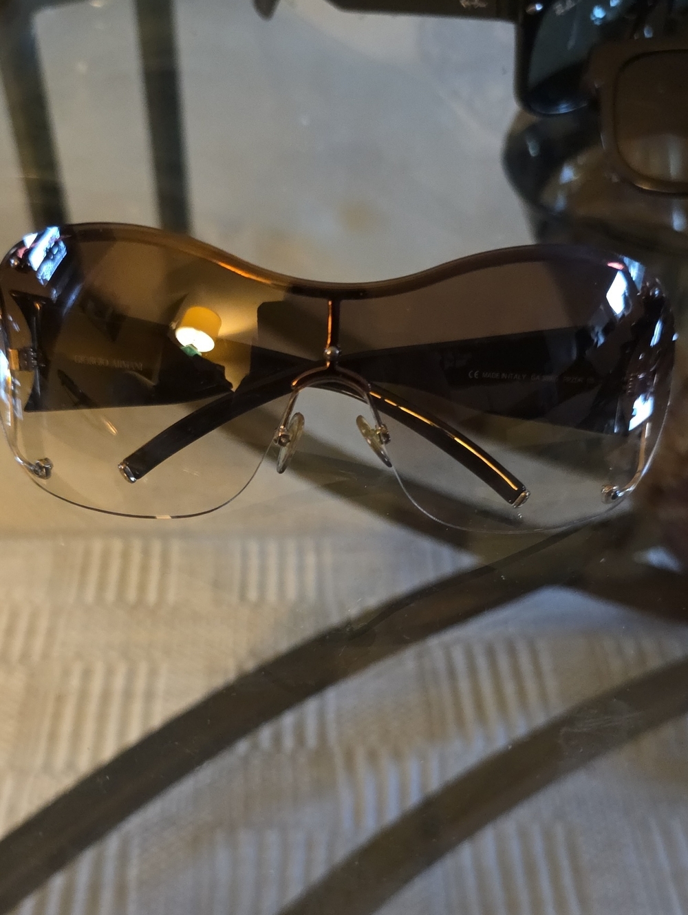 GIORGIO ARMANI GA 369/S Shield Sunglasses Black Made In Italy